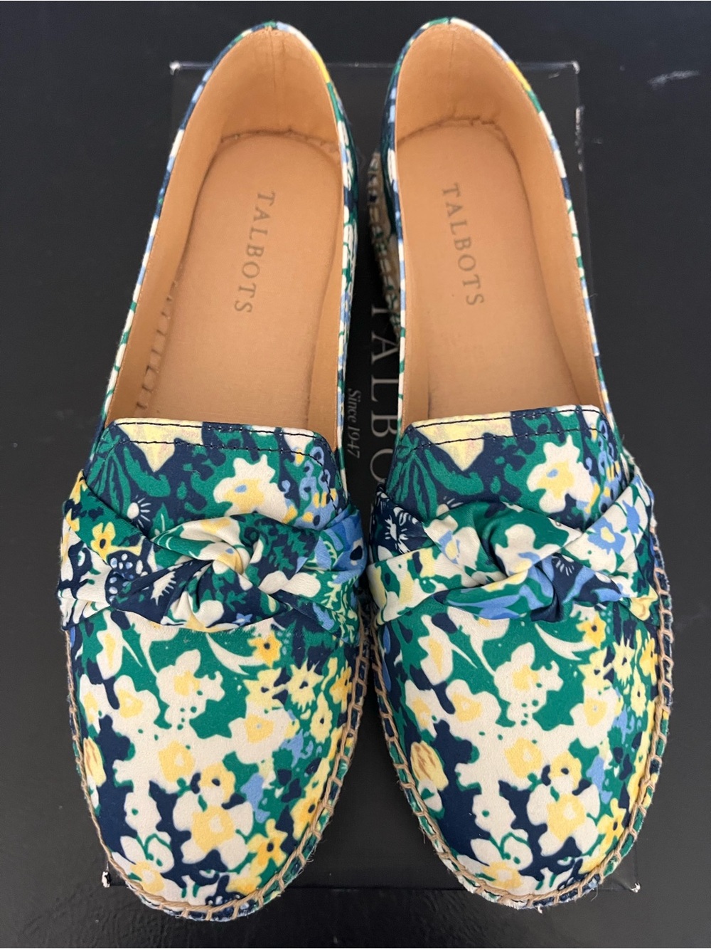 Talbots Floral Canvas Slip-On Loafers in Green, Blue & Yellow NIB
